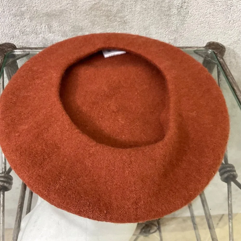 Wool Beret Hat Classic French Parisian Artist Style Felt Winter Cap OSFM Rust